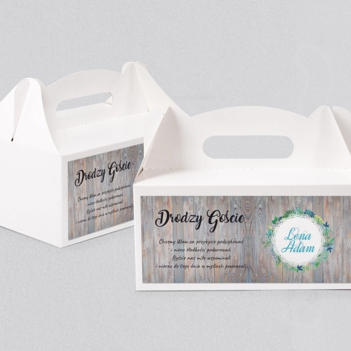 Pudełko na ciasto weselne Rustical Motyw 12