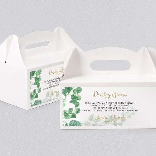 Pudełko na ciasto weselne Liście- Motyw 6