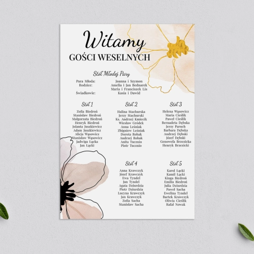 Plan stołów weselnych Watercolor Wedding - Motyw 1