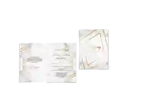 Zaproszenia ślubne Marmur & Złoto - Składane Motyw 1