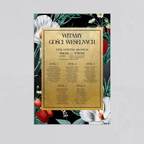 Plan stołów weselnych Amore - Gold - Motyw 3