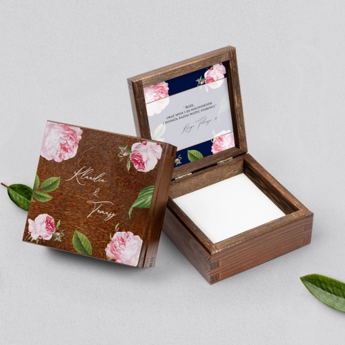 Pudełko na obrączki brązowe - Loveletter Motyw 2