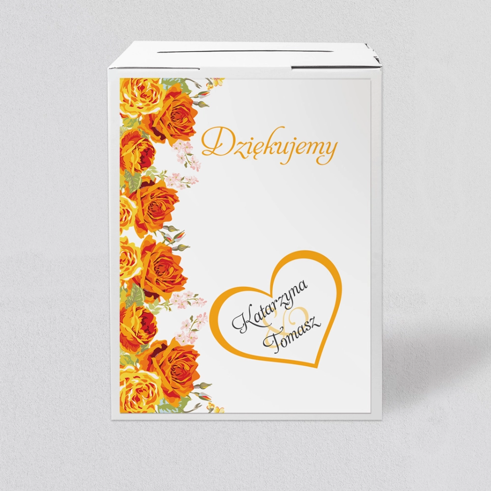 Pudełko na koperty i pieniądze Serca Kwiat Motyw 4