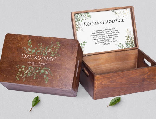 Skrzyneczka dla Rodziców - brązowa Leaves Motyw 3