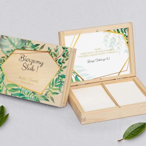 Pudełko na obrączki prostokątne naturalne - Flowers & Frame Motyw 2