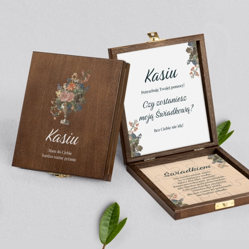 Prośba o świadkowanie - brązowe puzzle Rustic Summer Motyw 3