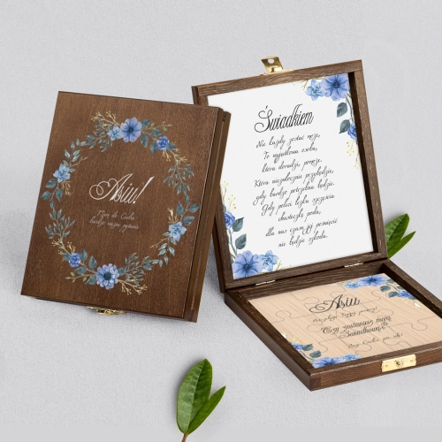 Prośba o świadkowanie - brązowe puzzle Akwarelowe Wianki Motyw 1