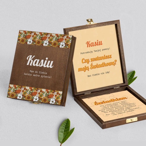 Prośba o świadkowanie - brązowe puzzle Retro Style Motyw 1