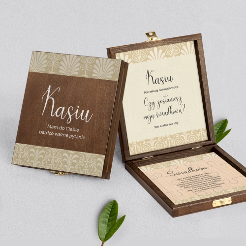 Prośba o świadkowanie - brązowe puzzle Vintage Motyw 1