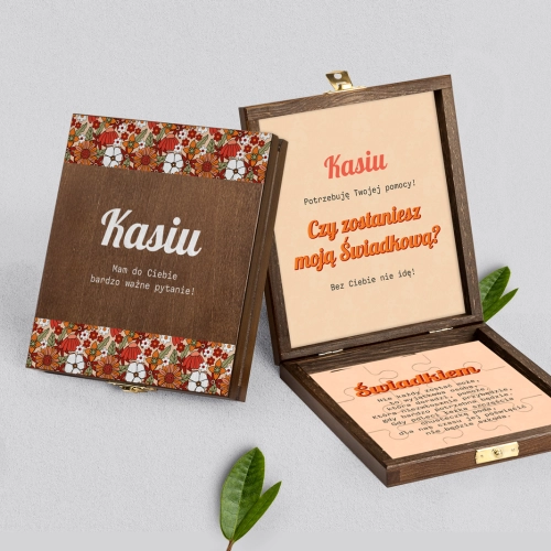 Prośba o świadkowanie - brązowe puzzle Retro Style Motyw 3