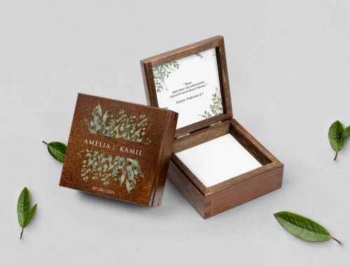 Pudełko na obrączki brązowe - Leaves Motyw 3