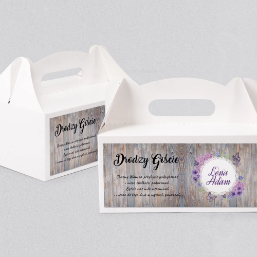 Pudełko na ciasto weselne Rustical Motyw 16