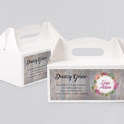 Pudełko na ciasto weselne Rustical Motyw 1