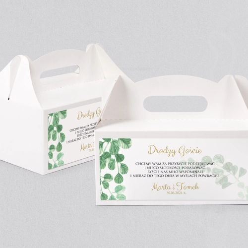 Pudełko na ciasto weselne Liście- Motyw 5