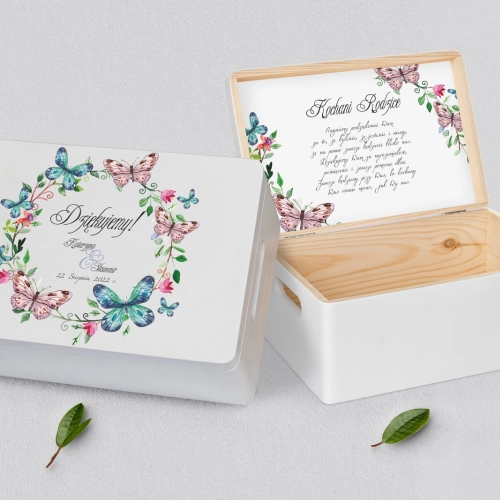 Skrzyneczka dla Rodziców - biała Akwarelowe Wianki Motyw 3