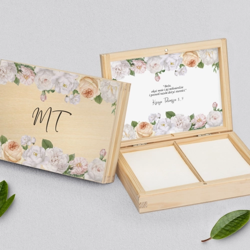 Pudełko na obrączki prostokątne naturalne - Ofelia Motyw 3