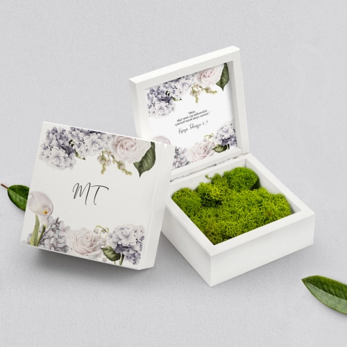 Pudełko na obrączki białe - Ofelia Motyw 1