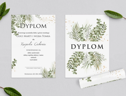 Dyplomy dla Dzieci - Leaves Motyw 2