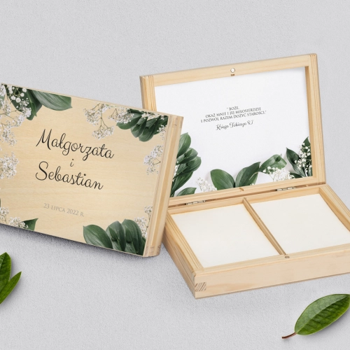 Pudełko na obrączki prostokątne naturalne - Soft Motyw 1