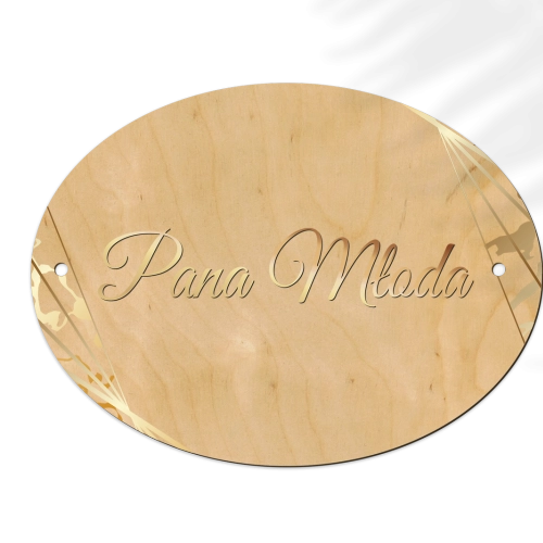 Zawieszka na krzesła - Owalna Marmur & Złoto - Motyw 4