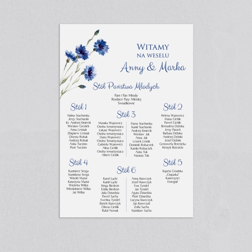 Plan stołów weselnych Sweet Love - Motyw 1