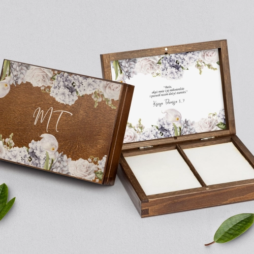 Pudełko na obrączki prostokątne brązowe - Ofelia Motyw 1