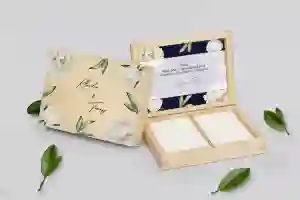 Pudełko na obrączki prostokątne naturalne - Loveletter Motyw 1
