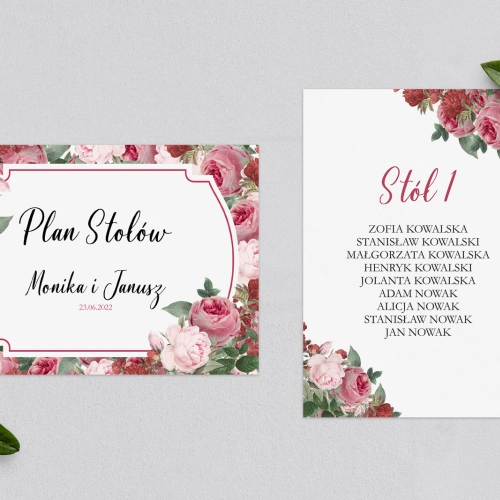 Plan Stołów - Karteczka Amore Rosso - Motyw 1