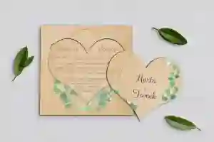 Drewniane Zaproszenie dla Rodziców - Liście Motyw 6