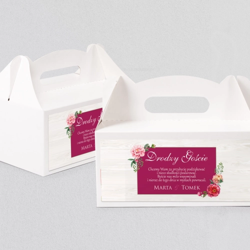 Pudełko na ciasto weselne Biała Stodoła - Motyw 2