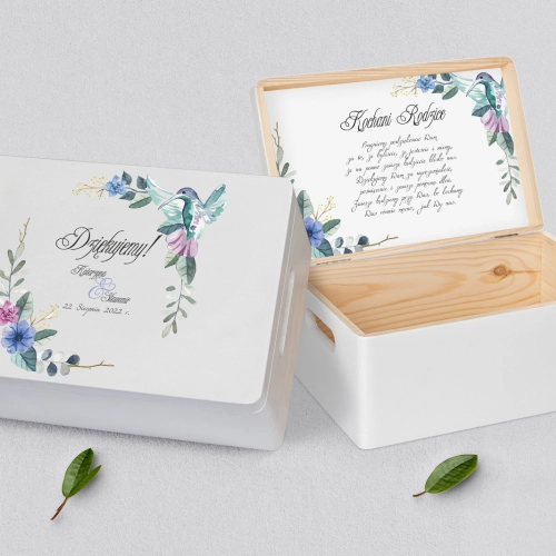 Skrzyneczka dla Rodziców - biała Akwarelowe Wianki Motyw 8