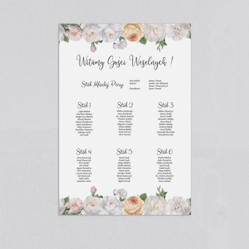 Plan stołów weselnych Ofelia - Motyw 3