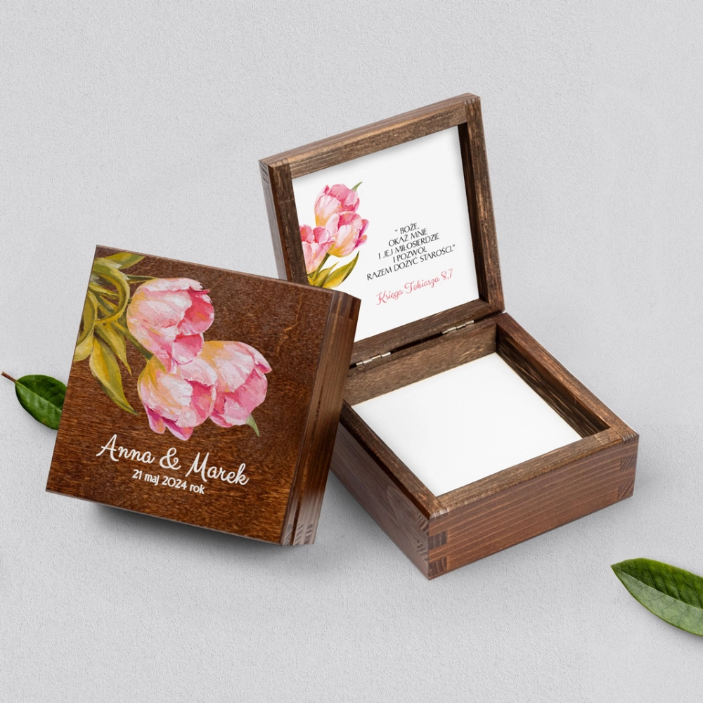 Pudełko na obrączki brązowe - Sweet Love Motyw 4