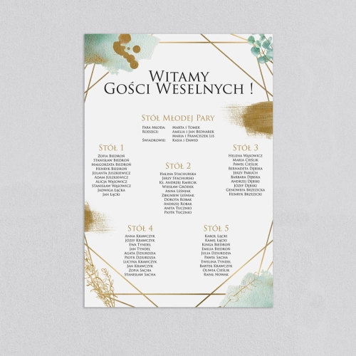 Plan stołów weselnych Golden Green - Motyw 2