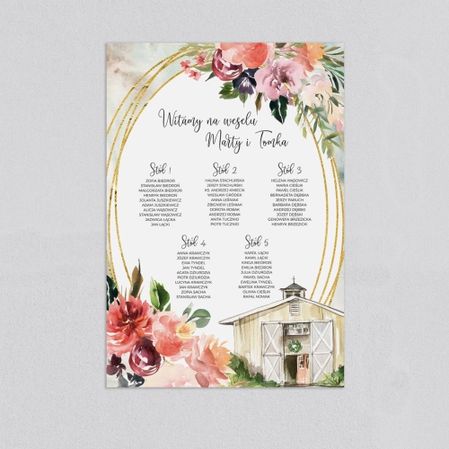 Plan stołów weselnych Spring Love Motyw 4