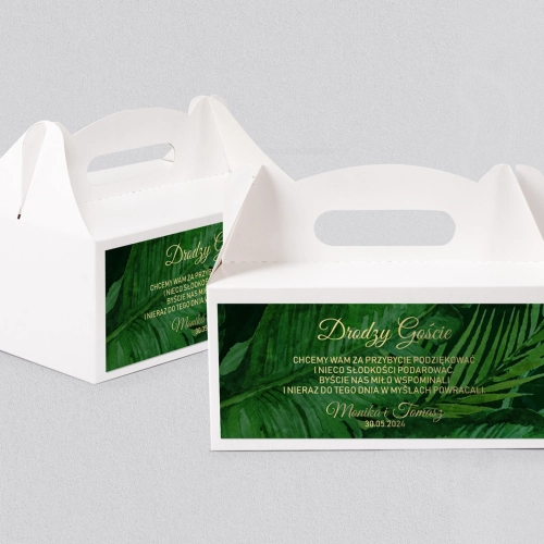 Pudełko na ciasto weselne Greenery - Motyw 2