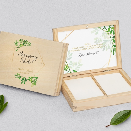 Pudełko na obrączki prostokątne naturalne - Flowers & Frame Motyw 3