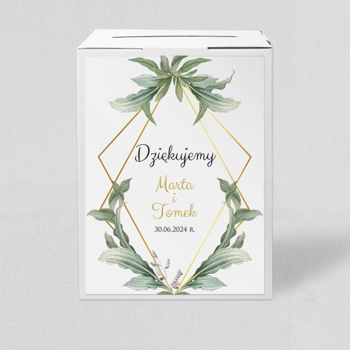 Pudełko na koperty i pieniądze Liście Motyw 1