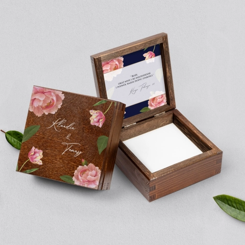 Pudełko na obrączki brązowe - Loveletter Motyw 6