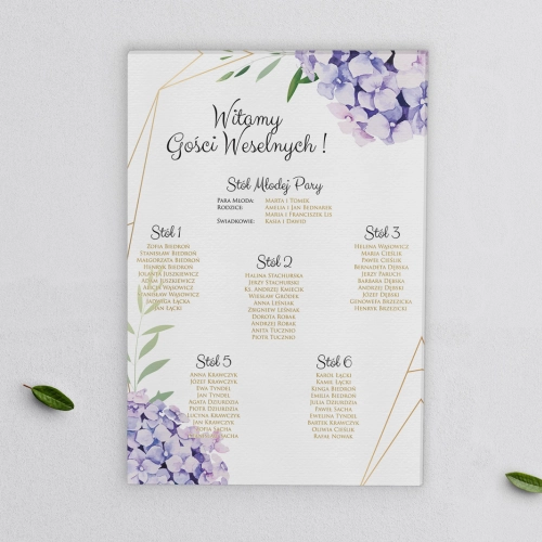 Plan stołów weselnych na płótnie Flowers & Frame Motyw 1