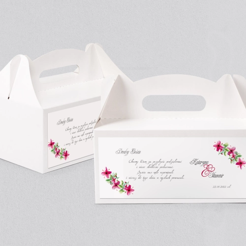 Pudełko na ciasto weselne Akwarelowe Wianki - Motyw 2