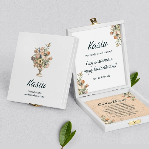 Prośba o świadkowanie - białe puzzle Rustic Summer Motyw 2