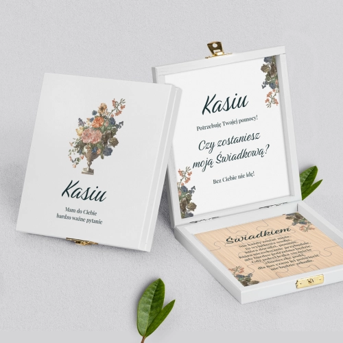 Prośba o świadkowanie - białe puzzle Rustic Summer Motyw 3