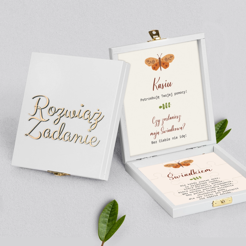 Prośba o świadkowanie - białe puzzle Butterflies - Motyw 4