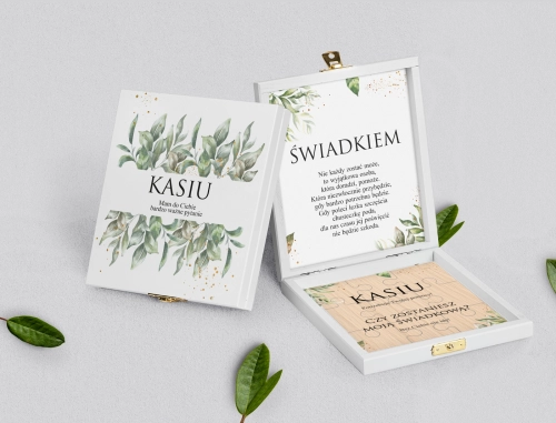 Prośba o świadkowanie - białe puzzle Leaves Motyw 1