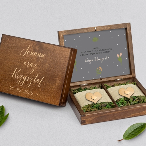 Pudełko na obrączki prostokątne brązowe - Butterflies - Motyw 3