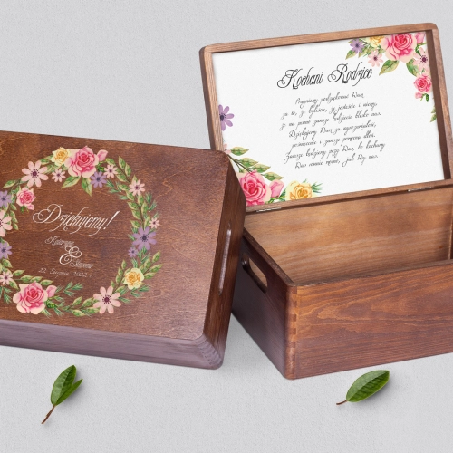 Skrzyneczka dla Rodziców - brązowa Akwarelowe Wianki Motyw 5