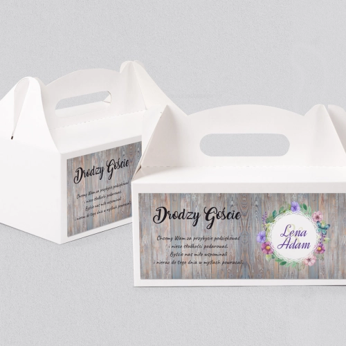 Pudełko na ciasto weselne Rustical Motyw 9
