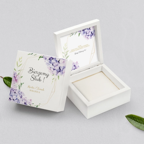 Pudełko na obrączki białe - Flowers & Frame Motyw 1