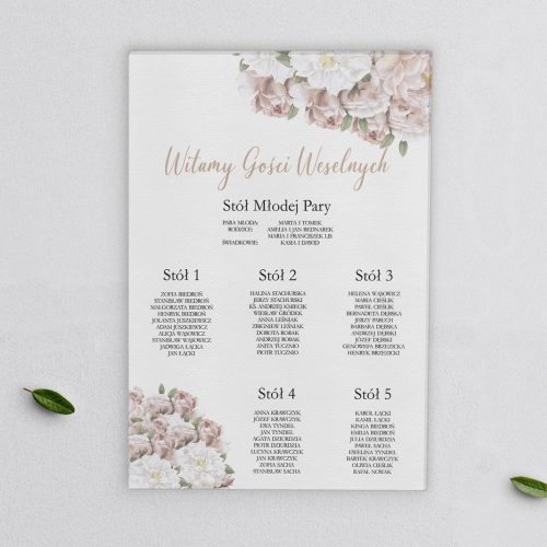 Plan stołów weselnych na płótnie Amore Rosso - Motyw 2